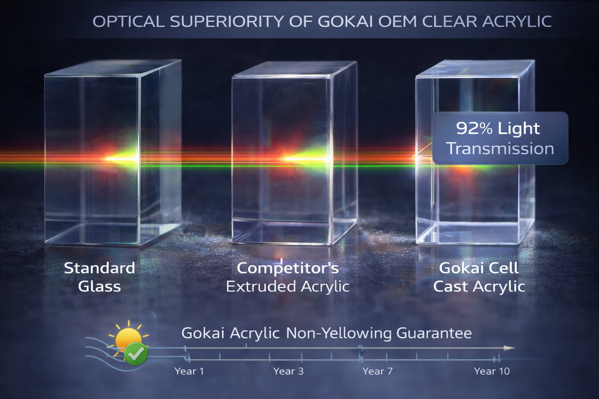 Акриловый лист Gokai, оптическая прозрачность и устойчивость к ультрафиолетовому излучению Metric.jpg