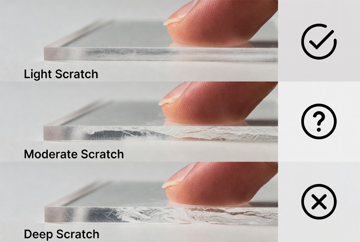 Типы царапин и тест на ногти