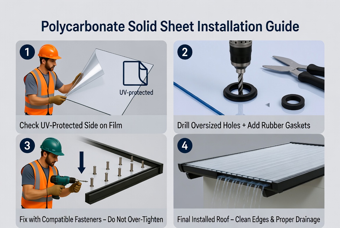 Этапы установки крыши из поликарбоната